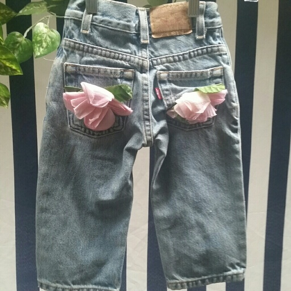 Vintage Baby Levis With Pink Flowers 